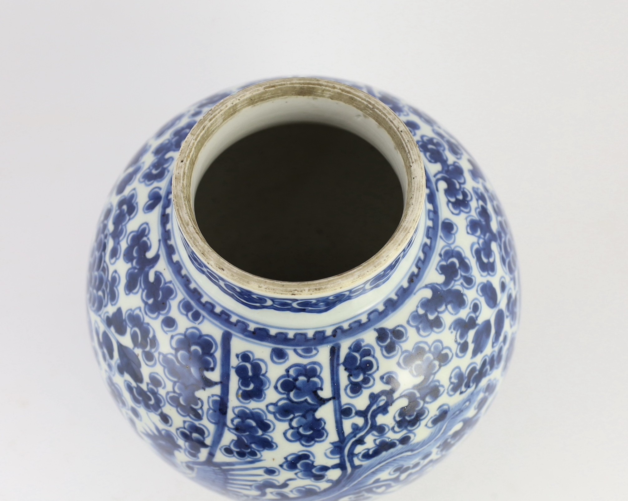 A Chinese blue and white ‘phoenix’ vase, Kangxi period, 34.5cm high